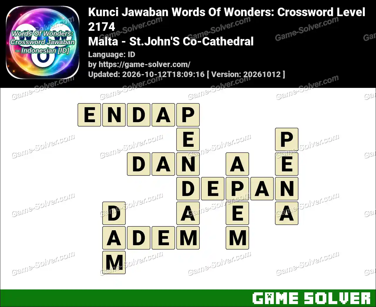 Kunci Jawaban Words Of Wonders: Crossword Level 2174 – Malta – St.John’S Co-Cathedral